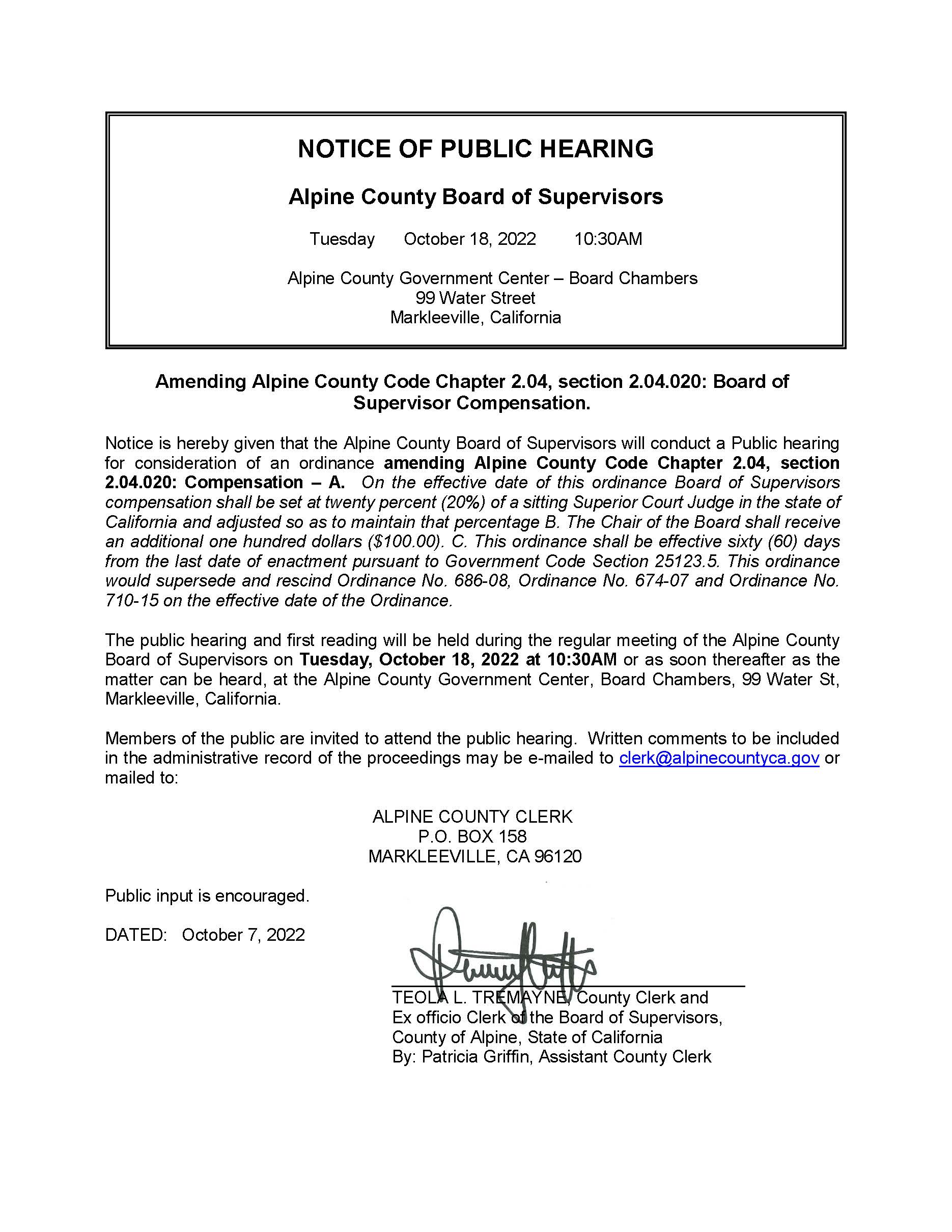 PHN2022-10-18 Board of Supervisors compensation increase