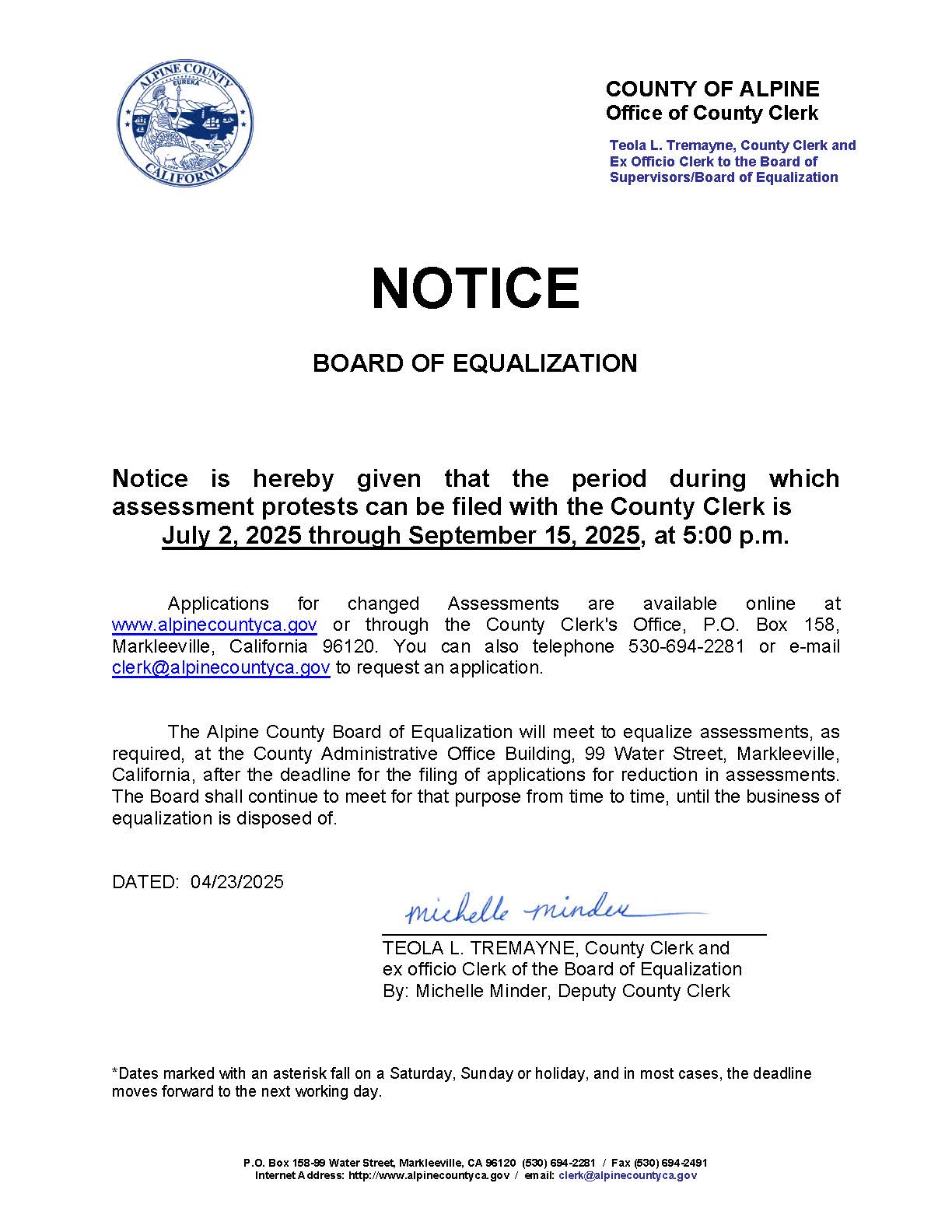 2025 Notice Assess Protests