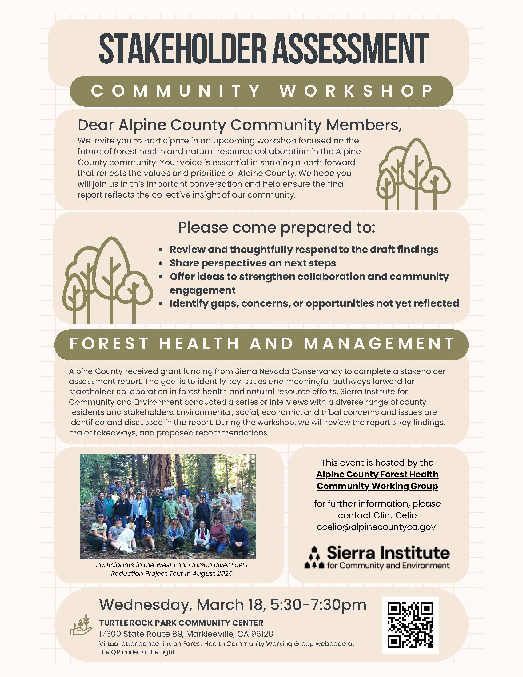 Stakeholder Assessment Community Workshop Flyer March 2026